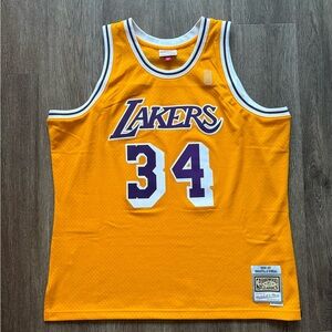 Mitchell & Ness Gold Lakers Shaquille O’neal Hardwood Classics Jersey